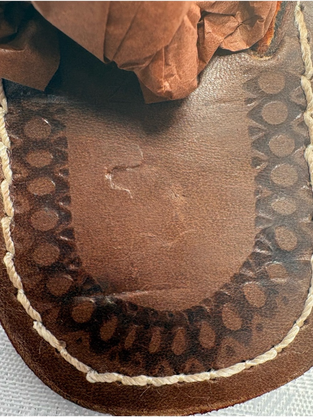 Adorable Bohemian Little Girls Brown Leather Beaded Toe-Post Sandals Boho Hippie - Picture 14 of 14